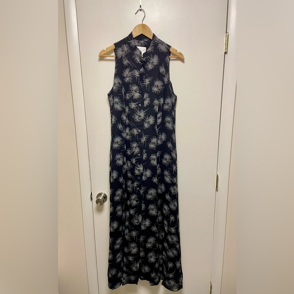 David Warren Maxi Dress Womens Size 14 Black Gray Vintage